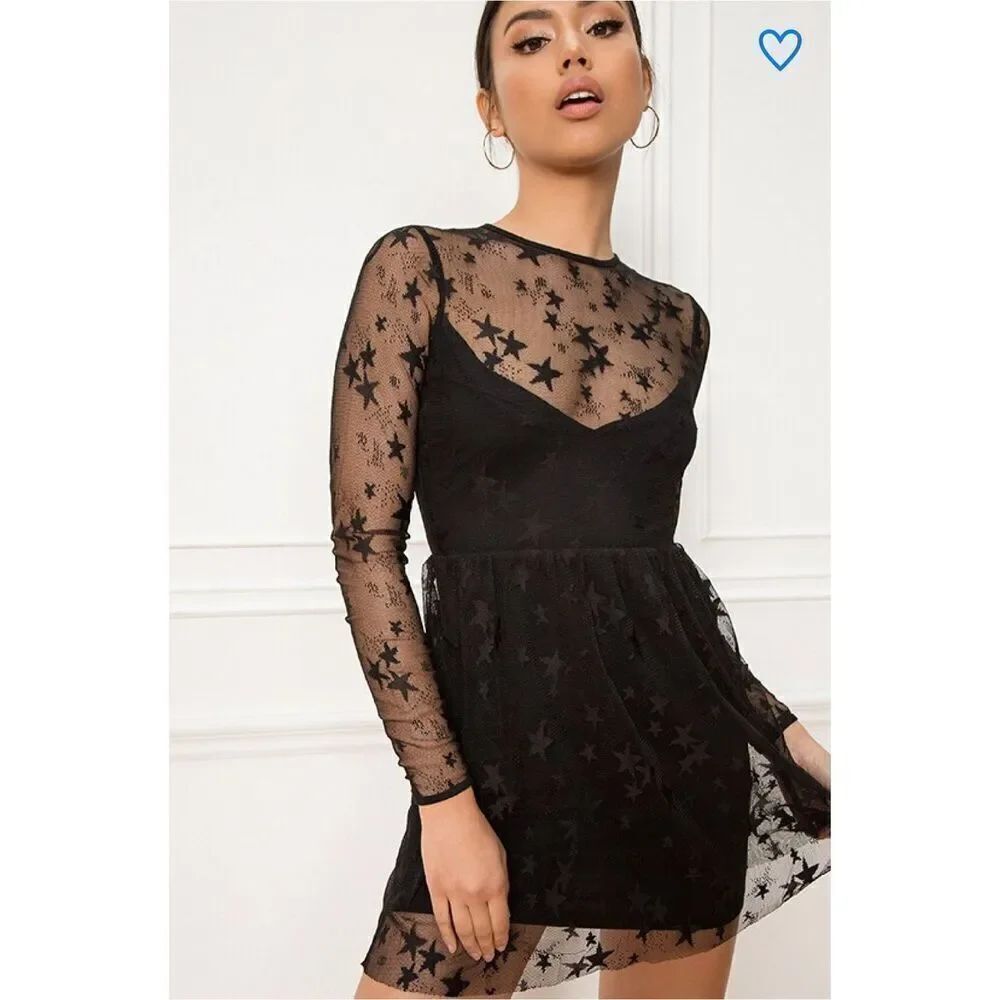 by the way. abel sheer skater dress in Black Star